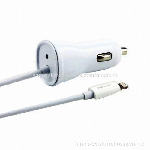 Car Charger, 5V/1A Output with Lightning Connector, Made of Fire-proof Material
